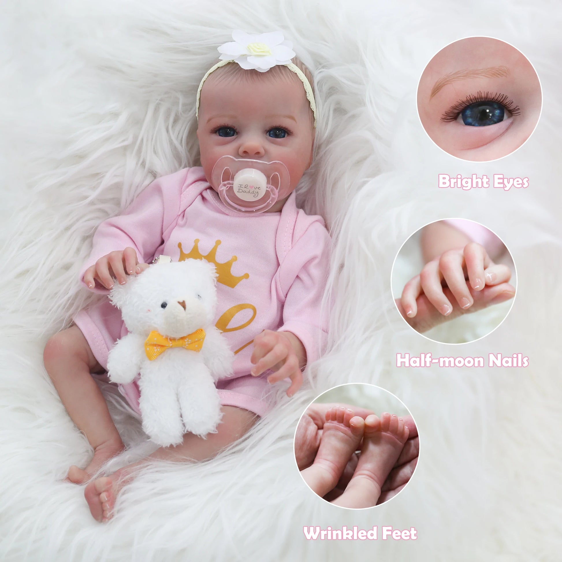 Realistic Reborn Baby Dolls - 16 Inch Newborn Preemie Baby Dolls Girl Real Life Baby Dolls - The Kings Lots