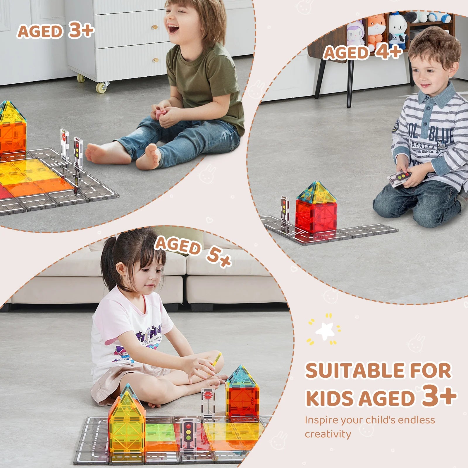 VEVOR 56 PCS Magnetic Tiles Magnet Building Blocks Set - The Kings Lots