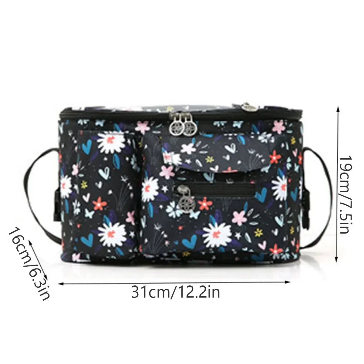 Stroller Organizer Large Capacity Baby Pram Buggy Storage Bag Multi Compartment Pushchair Organizer Mummy Shoulder Bag with