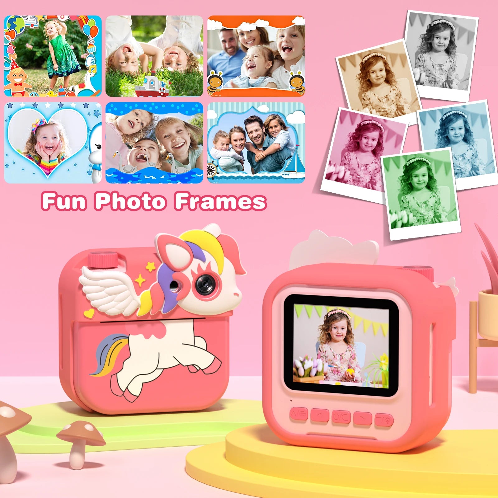 Kids Cartoon Camera Toy 2.4" 12MP Digital Camera 1080P HD - The Kings Lots
