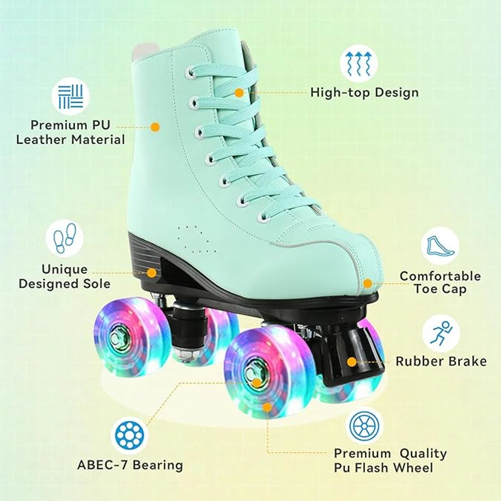 Outdoor Sneakers PU Leather Roller Skates Women 2025 Hot - The Kings Lots