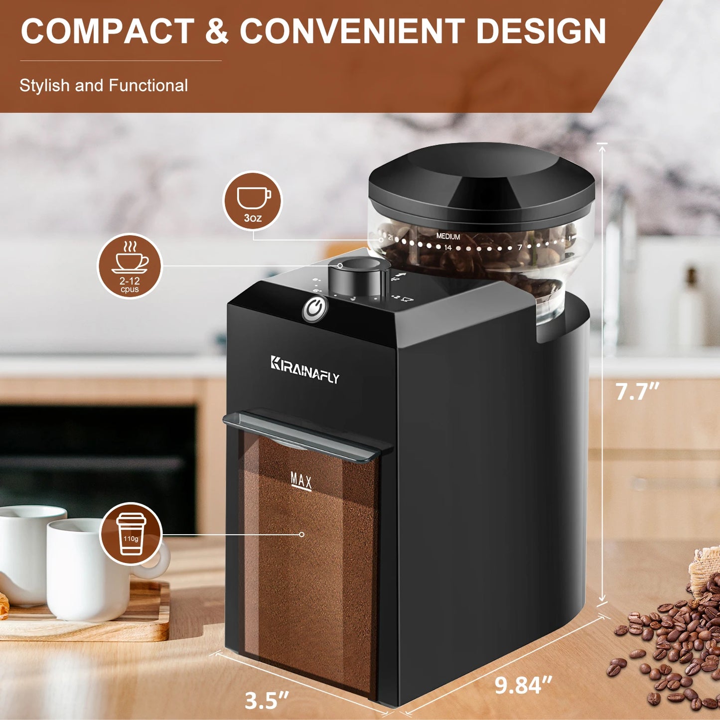 Automatic Burr Mill Coffee Grinder Electric Bean Grinding - The Kings Lots