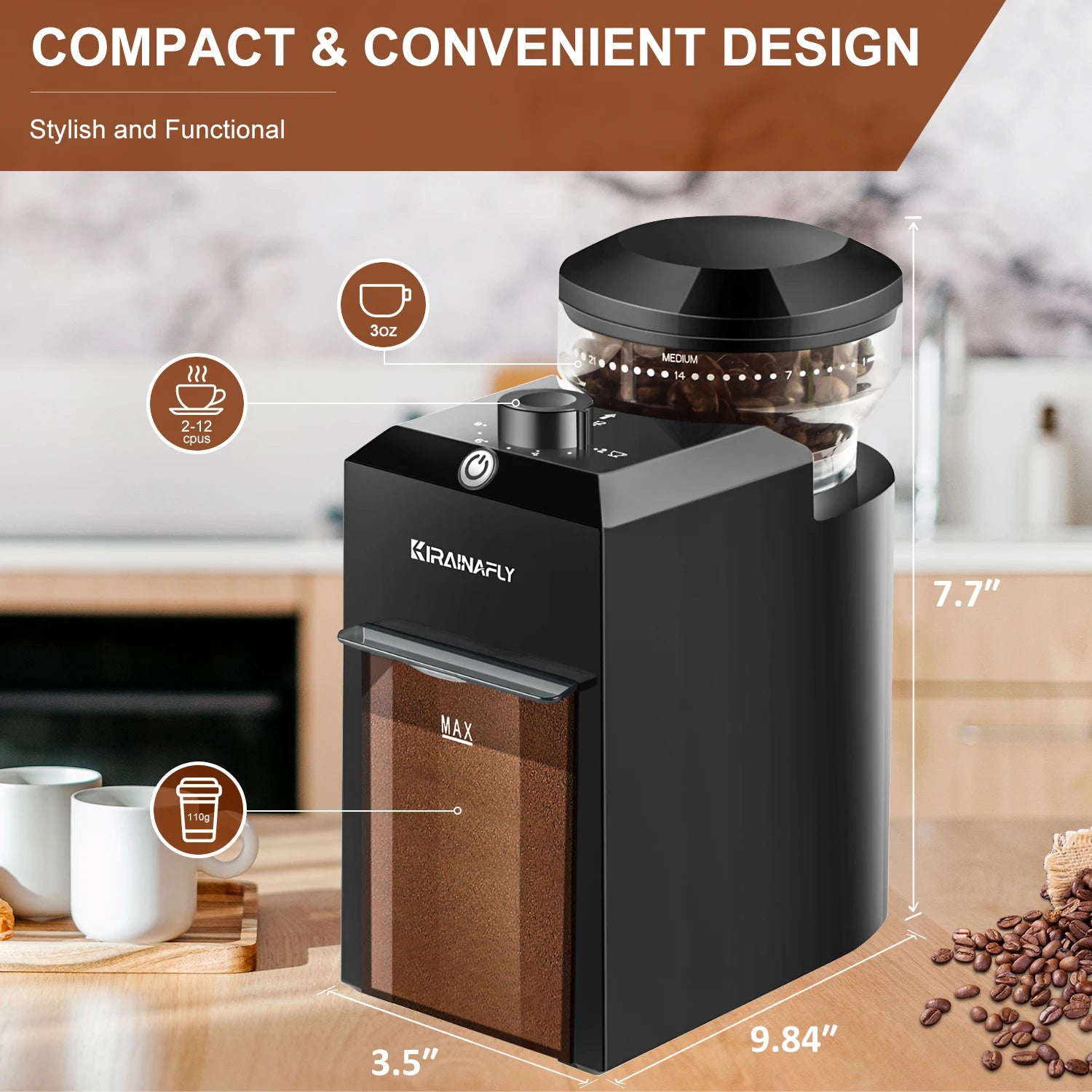 Automatic Burr Mill Coffee Grinder Electric Bean Grinding - The Kings Lots