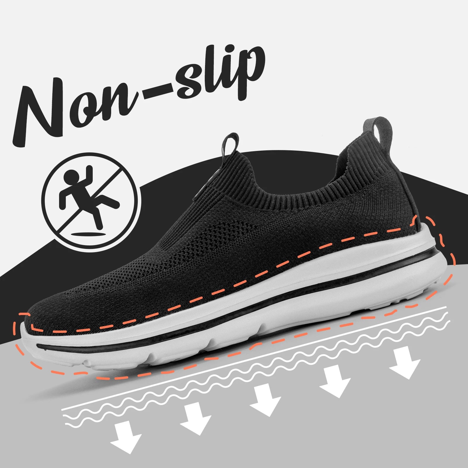 Men Sneakers Walking Shoes for Man Black Slip On Casual Shoes Athletic Lightweight Breathable Mesh Knit Running Shoes 1239 - The Kings Lots