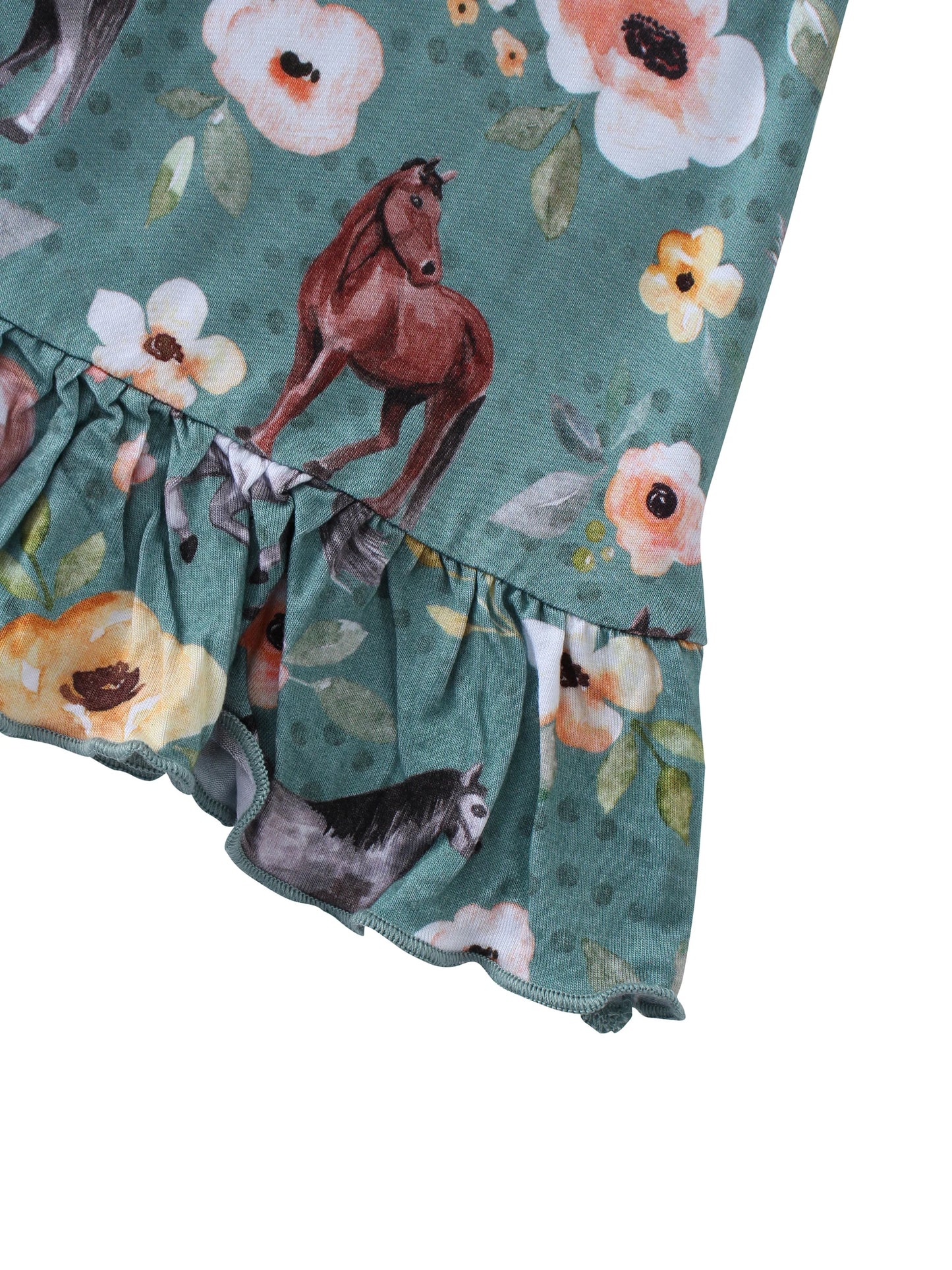POSHTOT Mustang printed bamboo fiber super comfortable bamboo girls printed Princess dress, ladylike style - The Kings Lots
