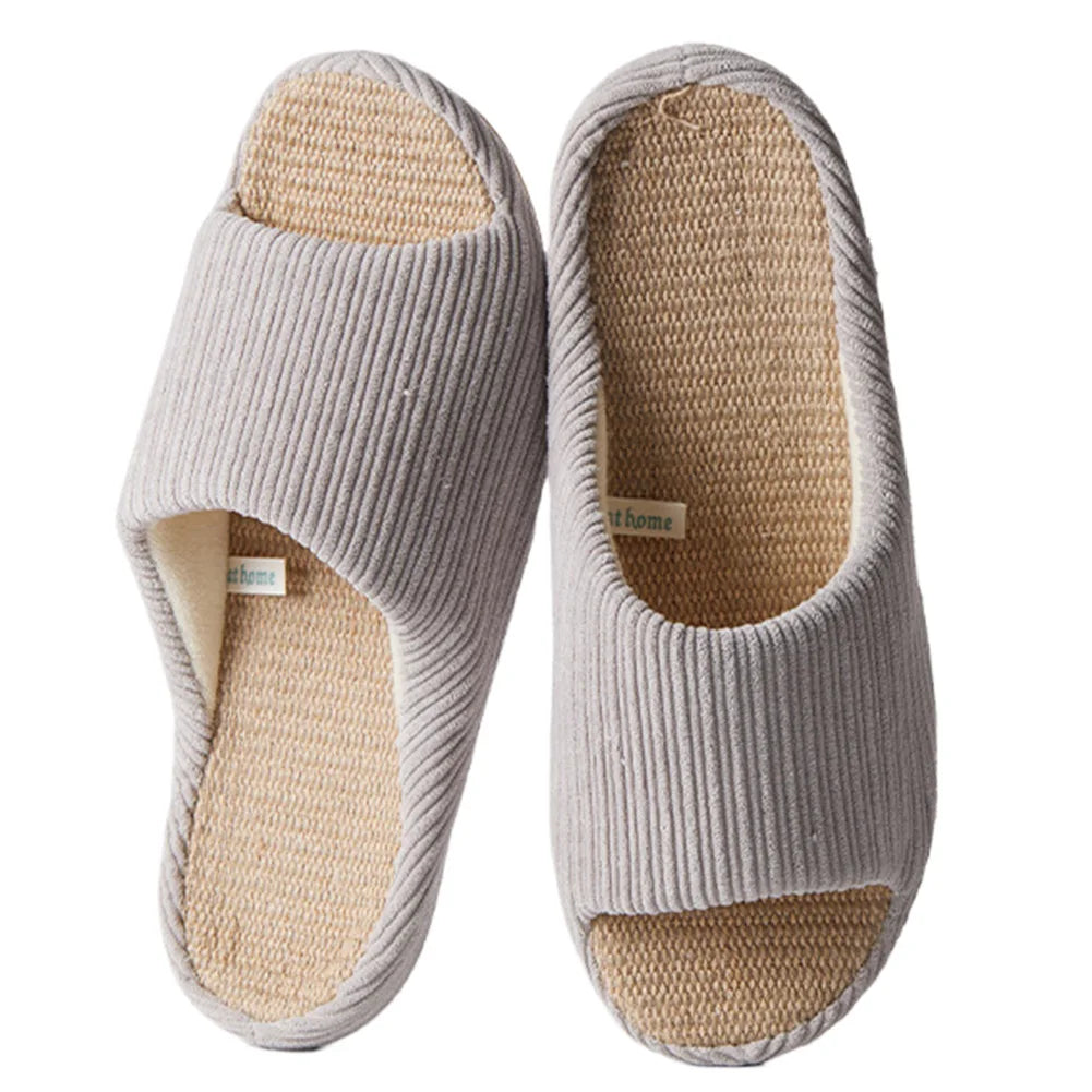 Unisex House Slippers Corduroy Linen Slippers Non-Slip Indoor - The Kings Lots