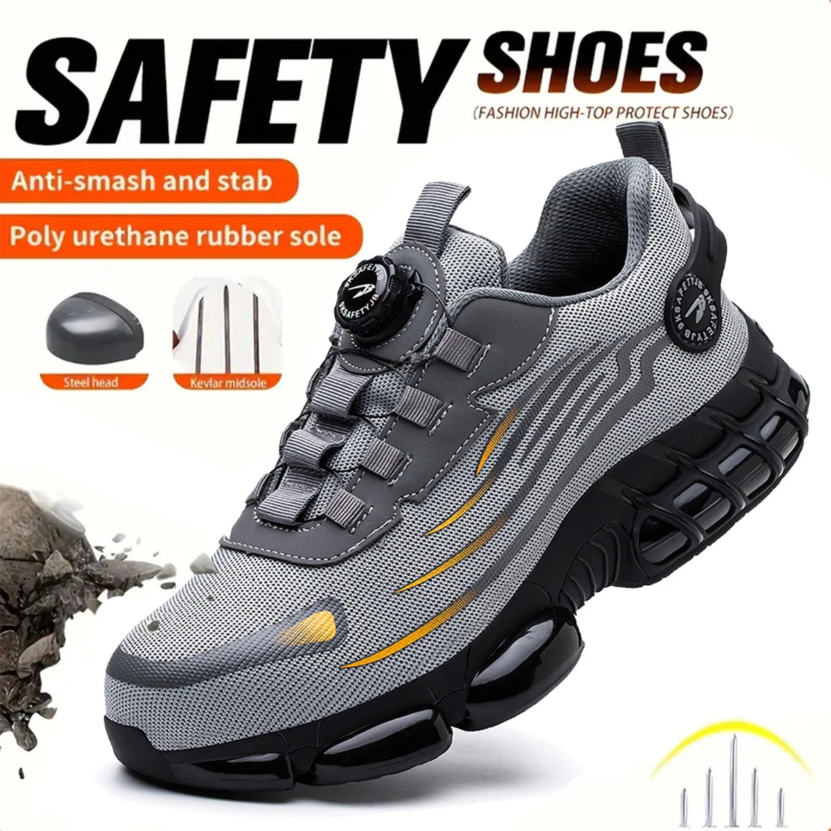 Breathable lace-free soft sole comfortable anti-smash anti-puncture labour insurance shoes - The Kings Lots