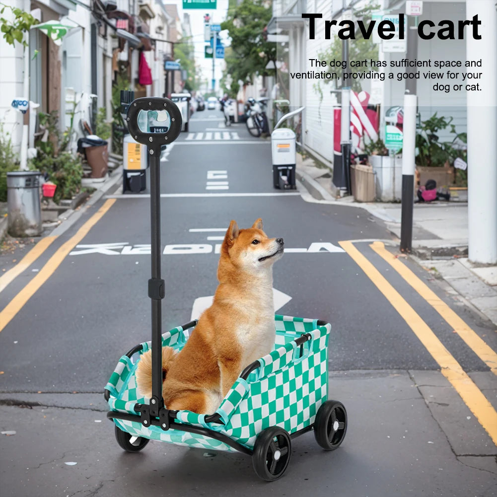 Folding Dog Stroller 4 Wheels Teddy Baby Stroller for Traveling Rolling Cat Carrier Pet Carriage for Travelling Shopping Walking
