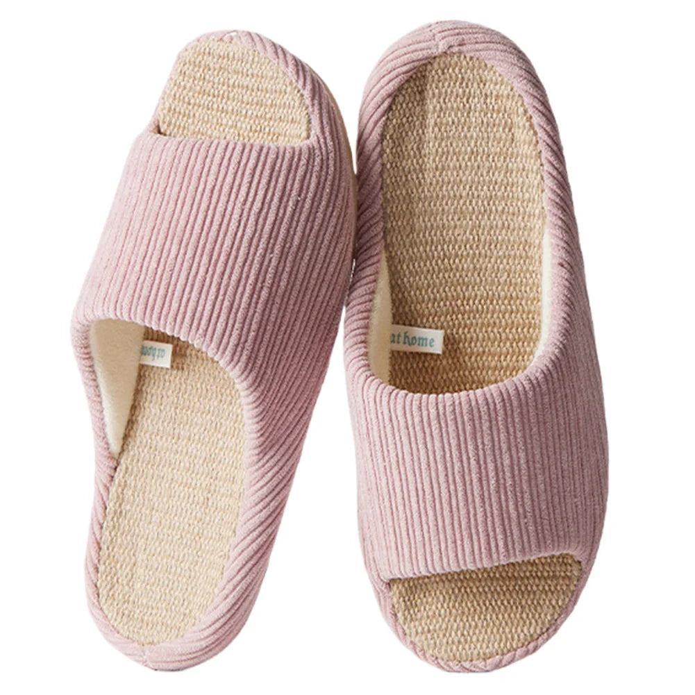 Unisex House Slippers Corduroy Linen Slippers Non-Slip Indoor - The Kings Lots