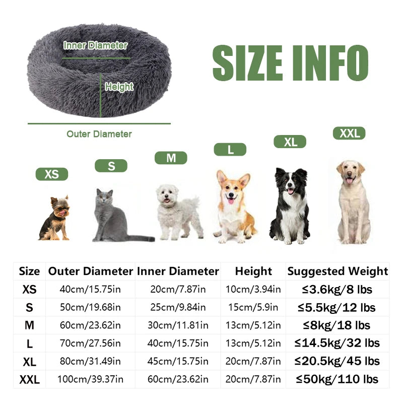 40-100cm Fluffy Pets Dogs Beds Large Round Dog Bed Winter