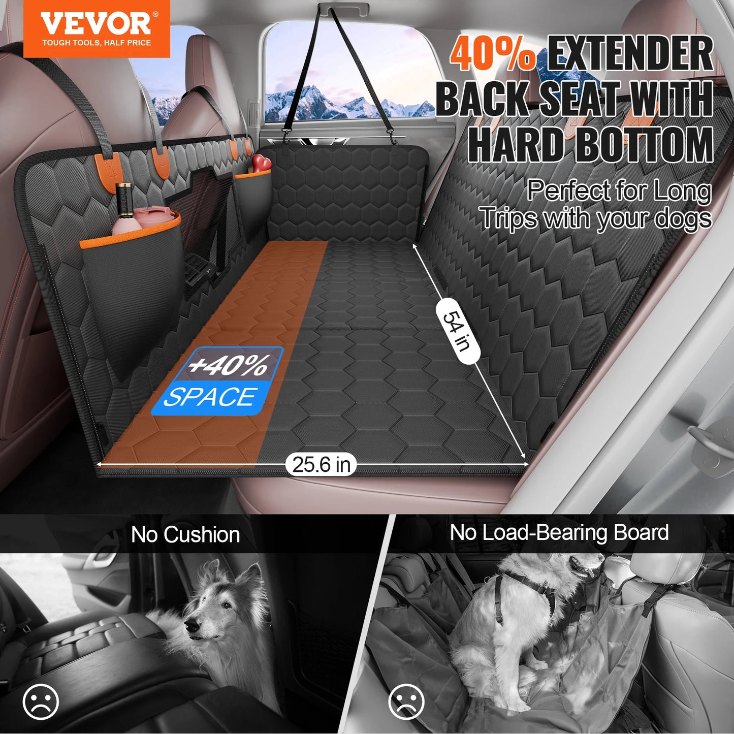 VEVOR Back Seat Extender Dog Car Seat Cover Supports 350lbs - The Kings Lots