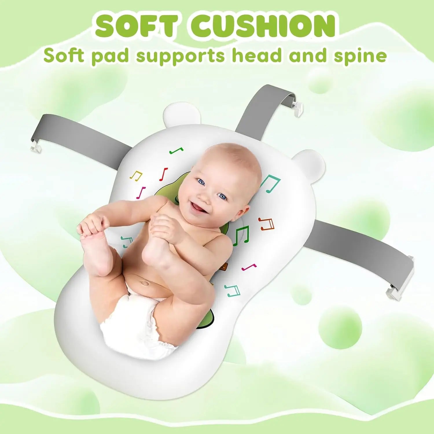 Eco-friendly Baby BathTub with Bath Cushion,Foldable Bathtub Portable with Temperature Indicator Infant Tub for 0-36 Months Baby - The Kings Lots