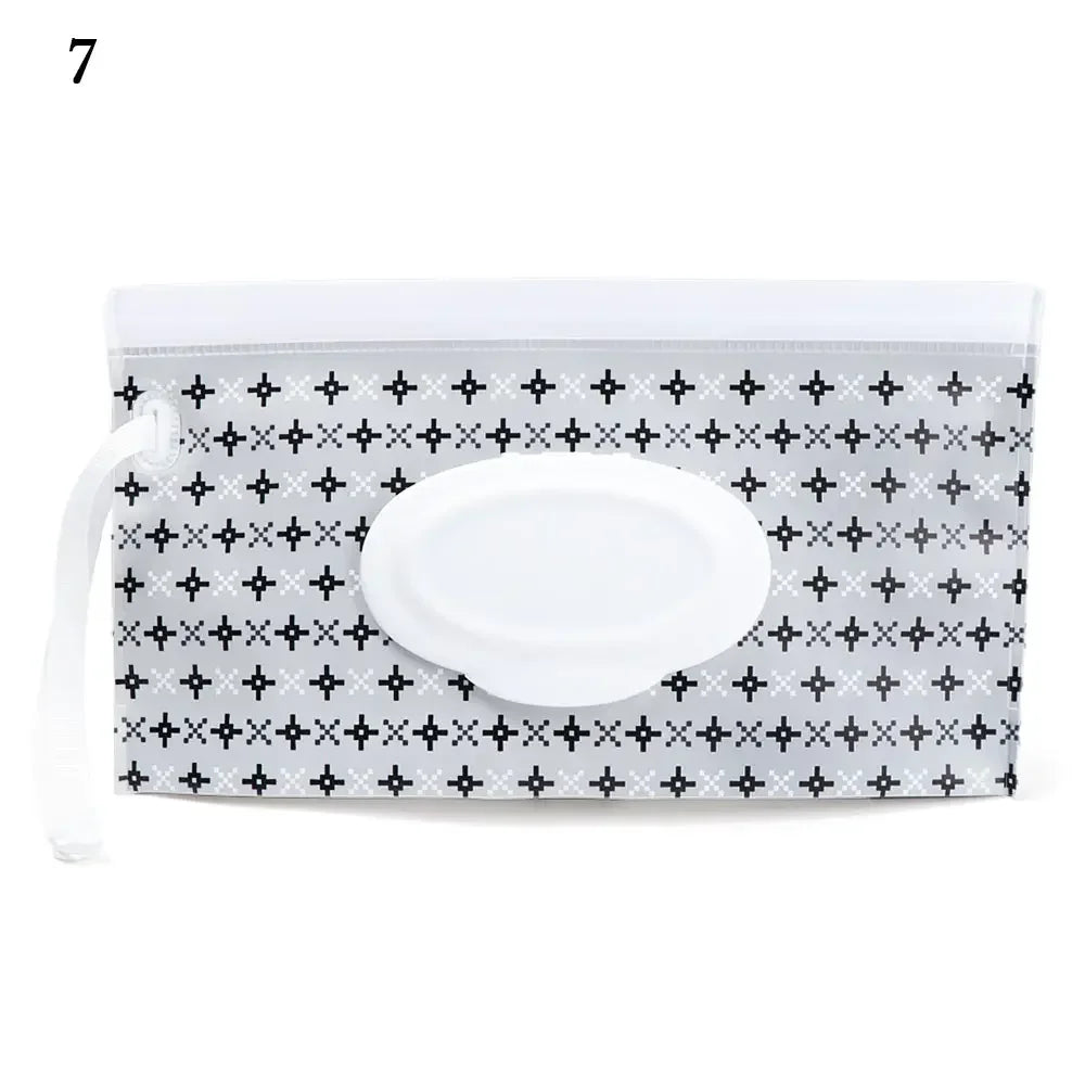 EVA Baby Wet Wipe Pouch Cute Snap-Strap Refillable Wet Wipes Bag Flip Cover Tissue Box Outdoor Useful Baby Stroller Accessory