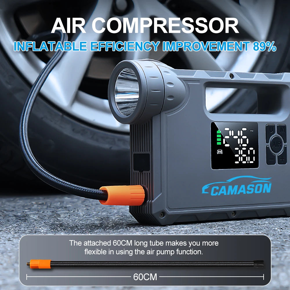 5 In 1 Car Jump Starter With Air Compressor Power Bank - The Kings Lots