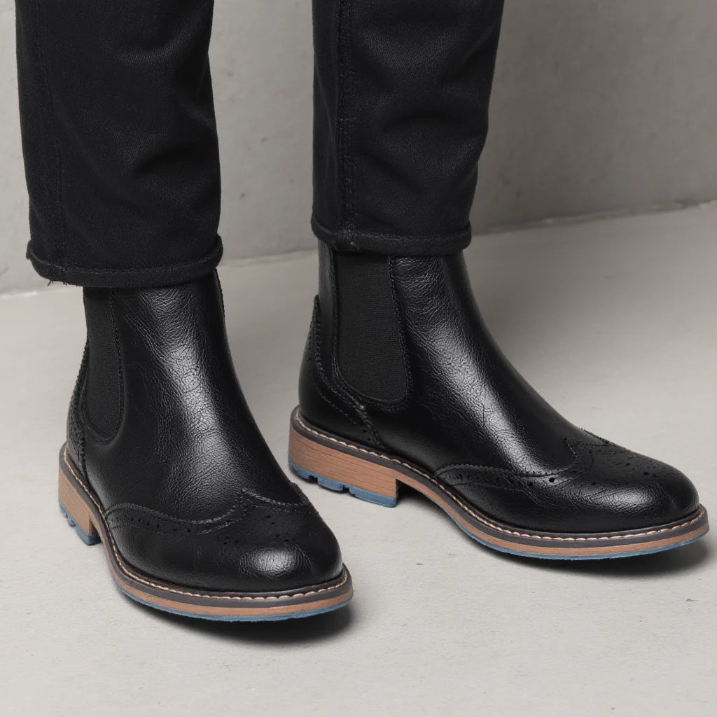 Brogue Men Chelsea Boots 2025 American Style Comfortable Fashion - The Kings Lots