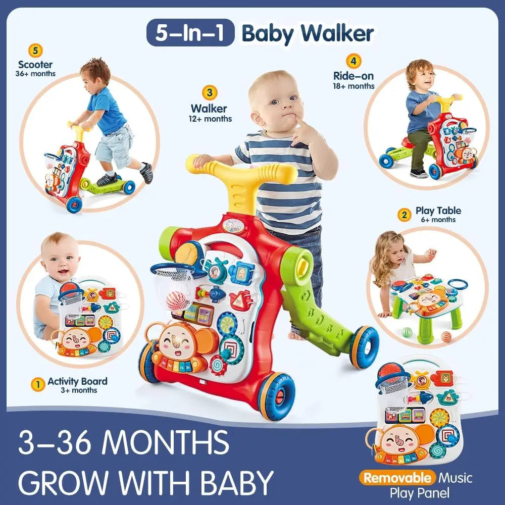 VATOS Baby Walker 5 in 1 Sit-to-Stand Learning Scooter - The Kings Lots