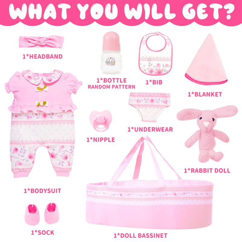 Lovely Pink Series Sleepwear set Doll Accessories Clothes Swimwear Mini Bow Dress For Rebirth Doll 18Inch Baby Doll DIY Toy Gift - The Kings Lots