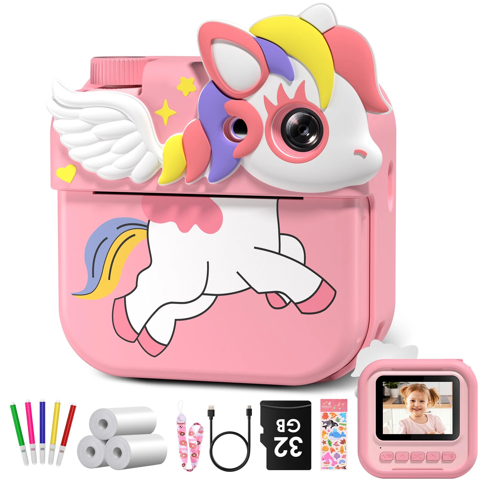 Kids Cartoon Camera Toy 2.4" 12MP Digital Camera 1080P HD - The Kings Lots