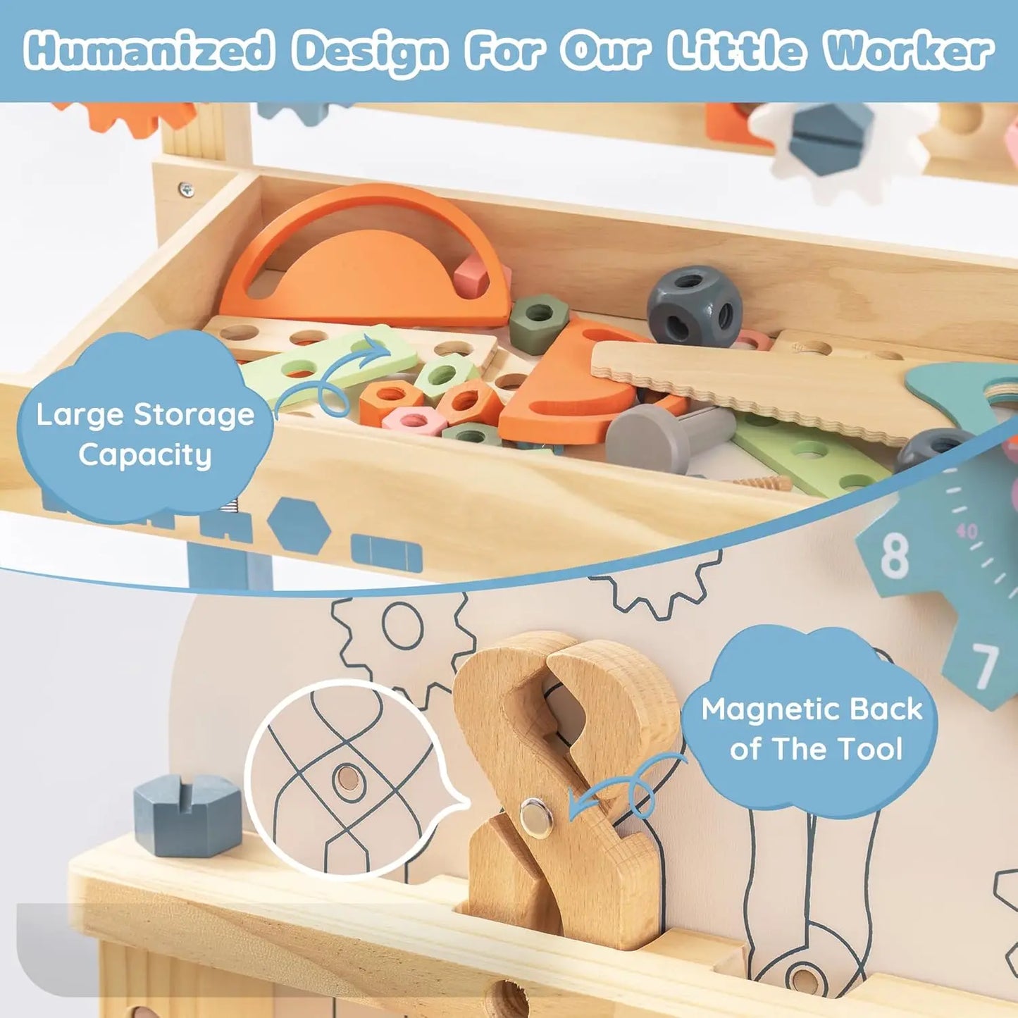 Robotime Kids Tool Bench Set Large Wooden Work Bench Toys - The Kings Lots