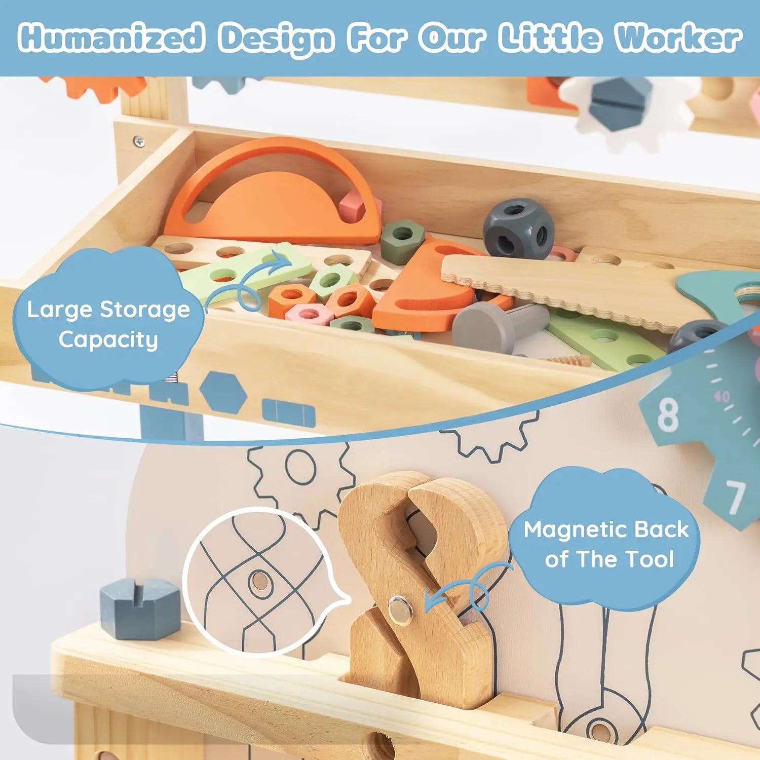 Robotime Kids Tool Bench Set Large Wooden Work Bench Toys - The Kings Lots