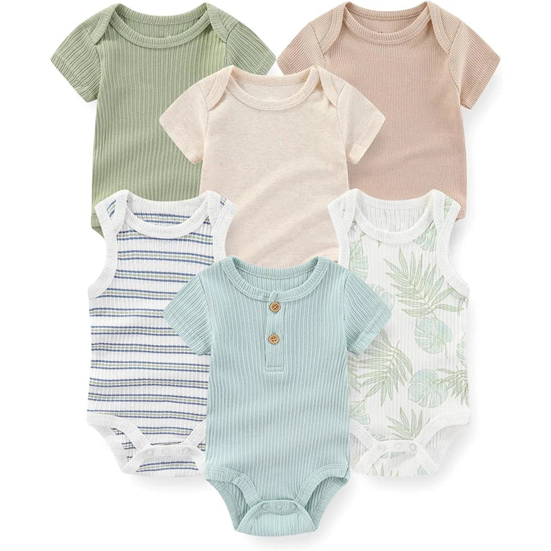 Fashion Baby Boy Girl Bodysuits 6-Pack Casual Cotton Outfit - The Kings Lots