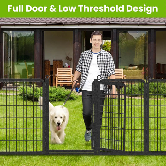 Dog Playpen Metal Outdoor Dog Pen with Door 40 Inch Height