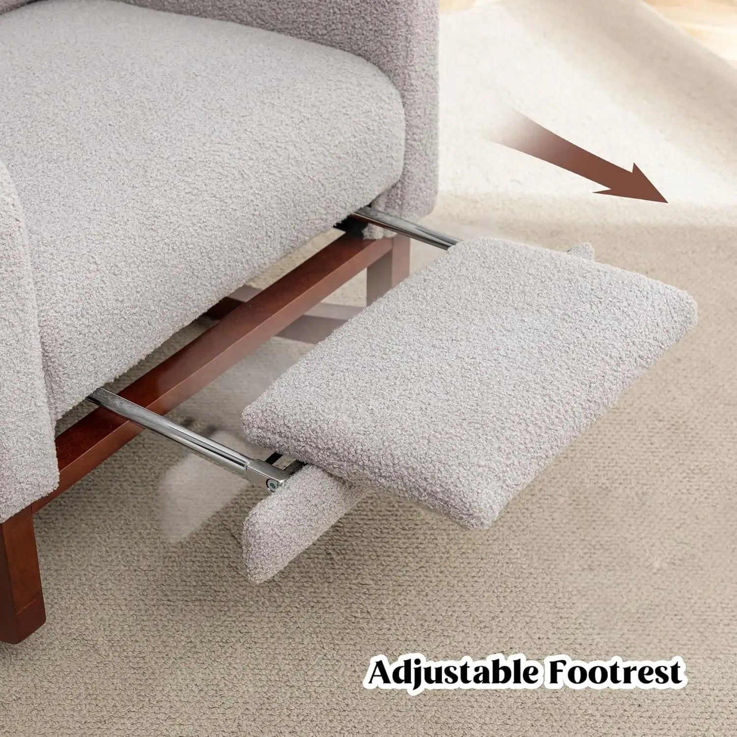 Rocking Chair Nursery with Foot Rest and Wingback Design - The Kings Lots