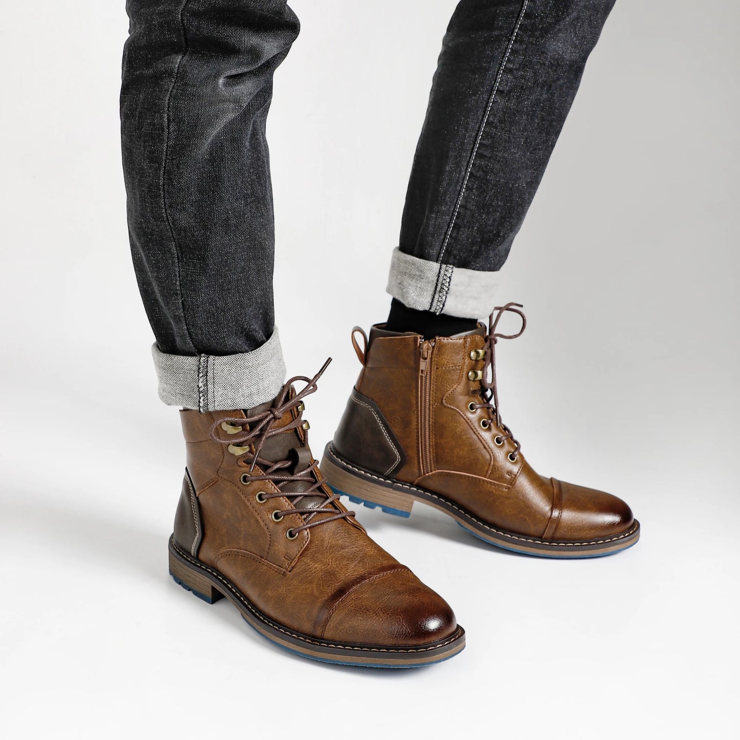 Size 8-13 Retro Men Boots 2025 Fashion Comfortable Spring Leather Boots - The Kings Lots