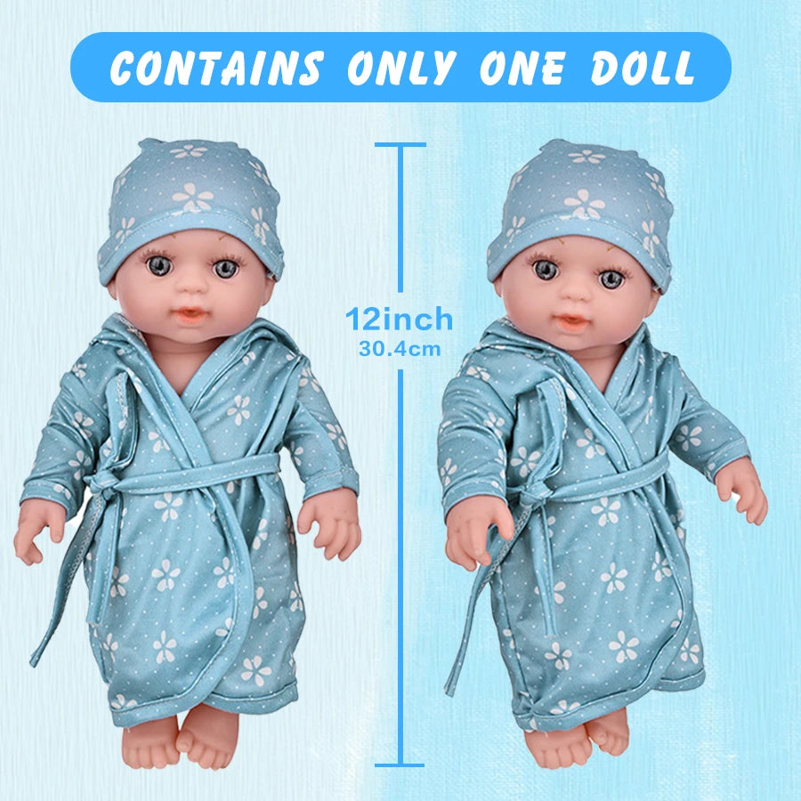 12Inch/30cm Bathrobe Newborn Baby Doll Simulation Gift - The Kings Lots