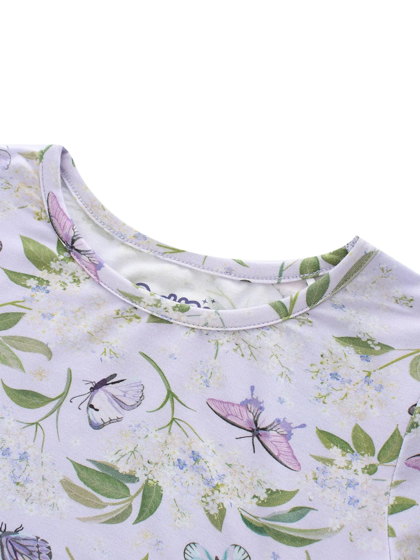 POSHTOT Purple butterfly Bamboo fiber Super cozy bamboo Girls' Floral Print Princess Dress, - The Kings Lots