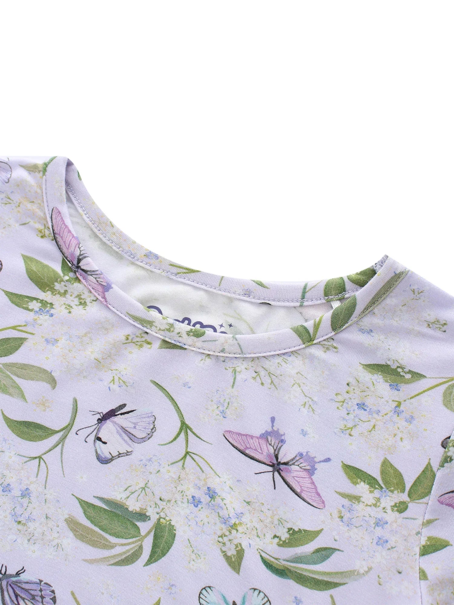 POSHTOT Purple butterfly Bamboo fiber Super cozy bamboo Girls' Floral Print Princess Dress, - The Kings Lots