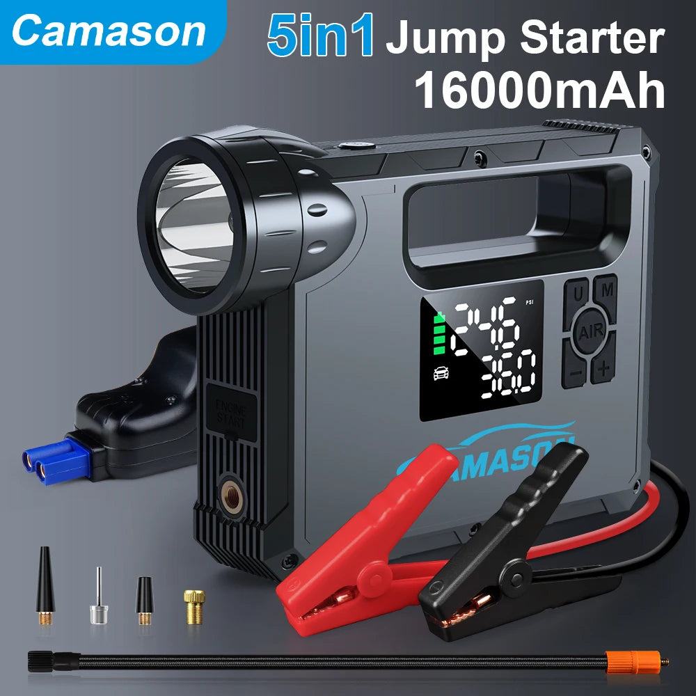 5 In 1 Car Jump Starter With Air Compressor Power Bank - The Kings Lots