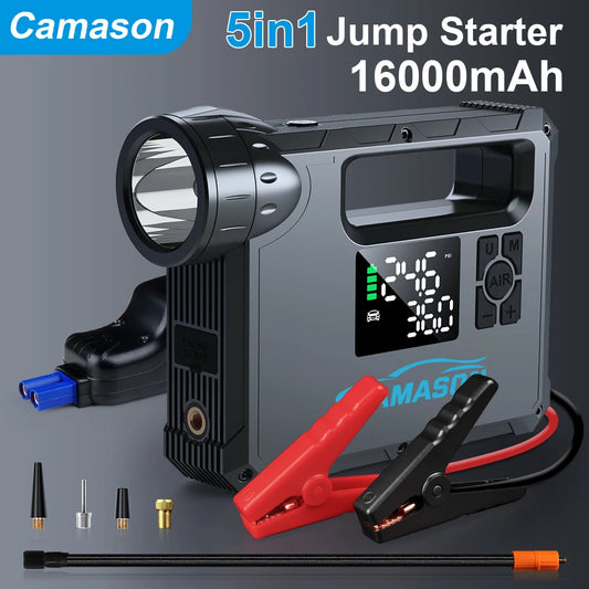5 In 1 Car Jump Starter With Air Compressor Power Bank - The Kings Lots
