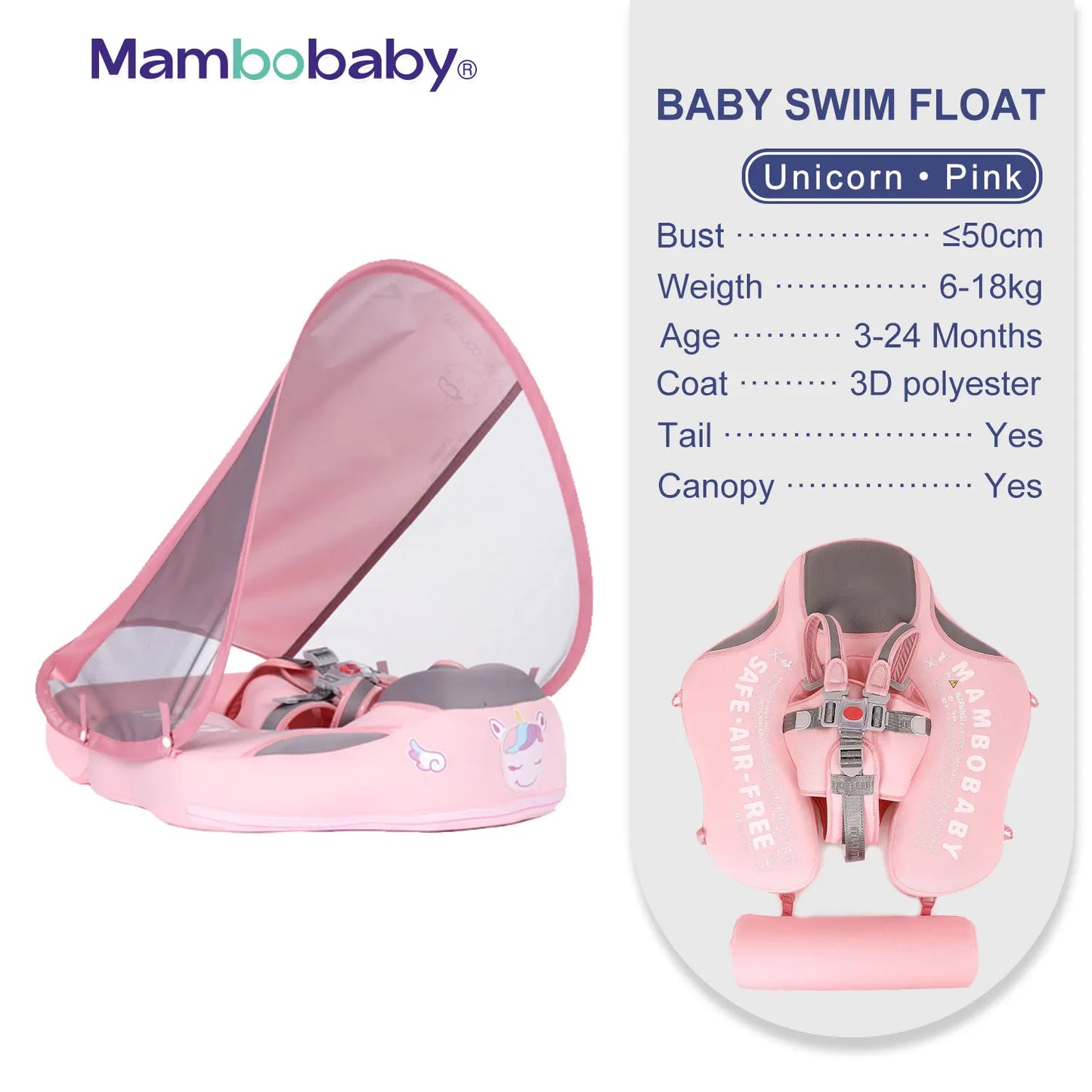 Mambobaby Baby Float with Sunshade Canopy and Crotch Strap - The Kings Lots