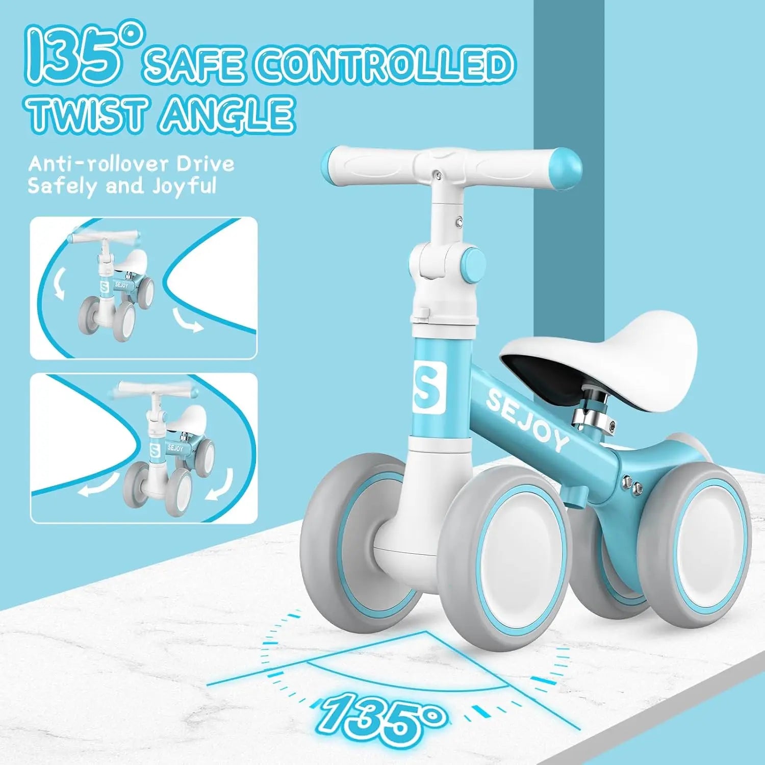 Sejoy Baby Balance Bike Boys Girls Adjustable Toddler Bike - The Kings Lots