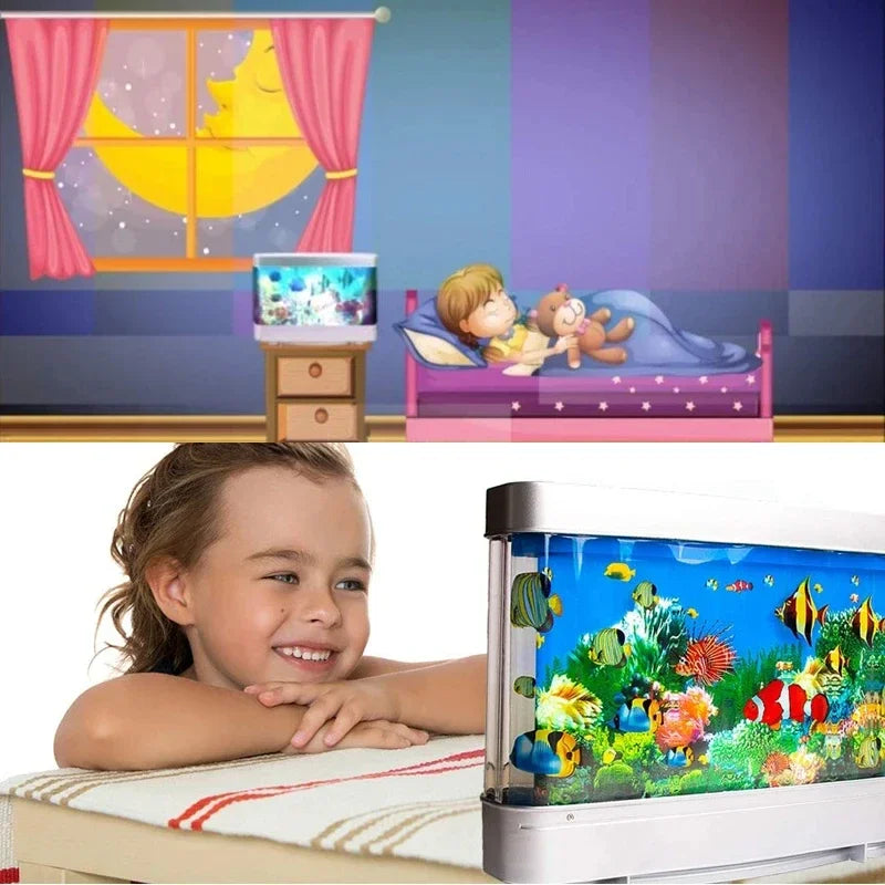 Tropical Fish Tank Lamps Artificial Aquarium Decor Virtual Ocean in Motion Night Light For Children Halloween Christmas Gift Toy - The Kings Lots