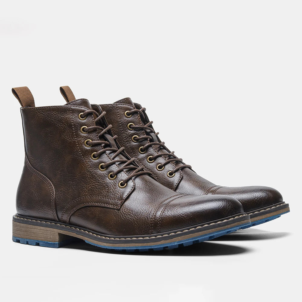 Size 8-13 Retro Men Boots 2025 Fashion Comfortable Spring Leather Boots - The Kings Lots