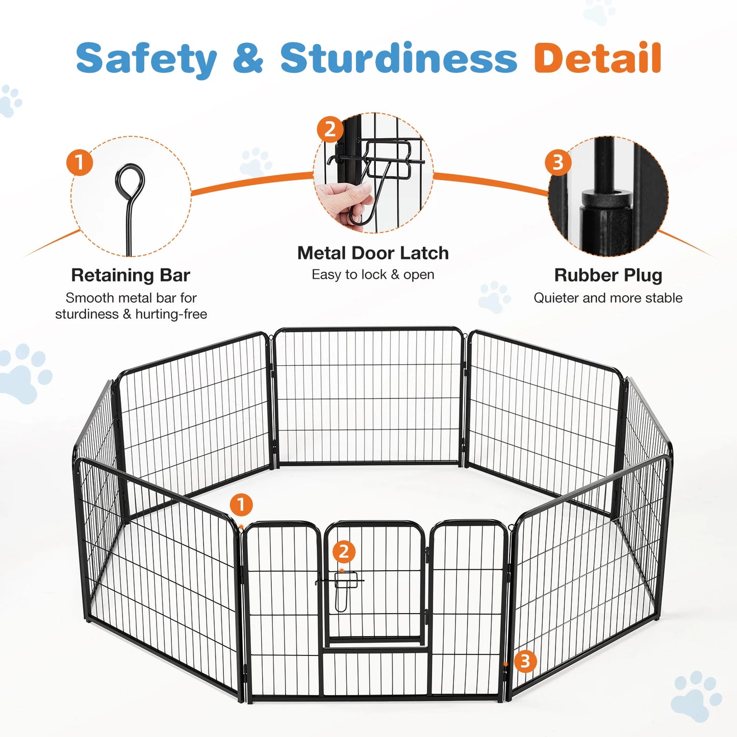 JHK 8 Panel Dog Playpen Indoor Pet Fence for Outdoor Use