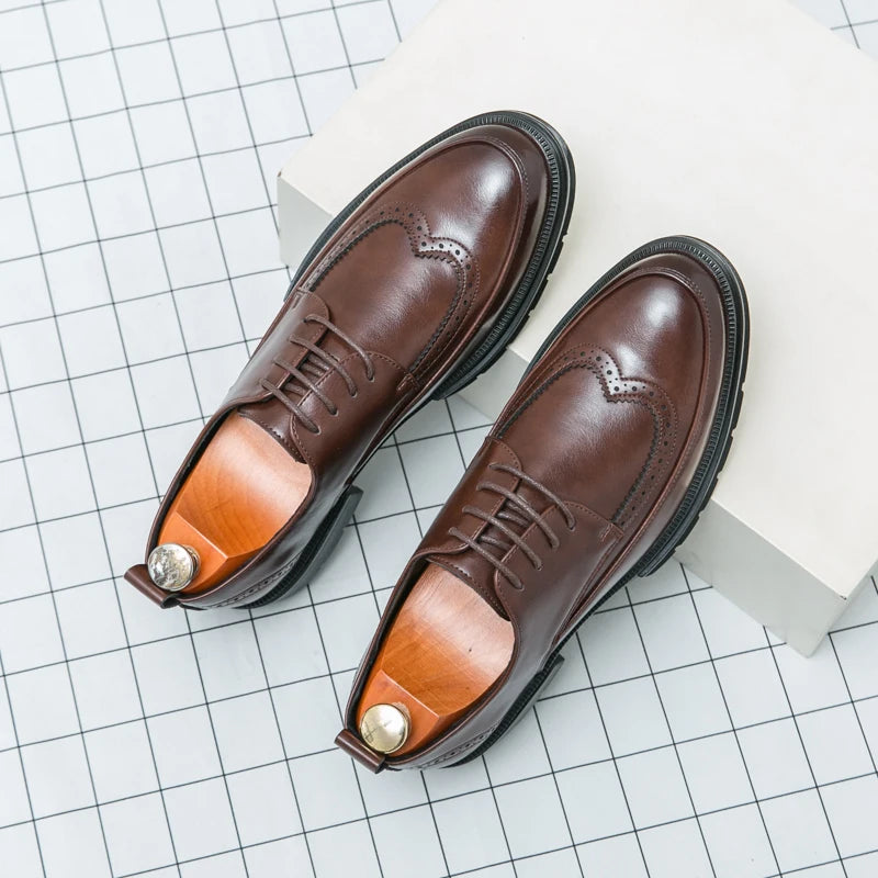 Men's Dress Oxford Shoes Classic Lace Up Formal Shoes Style - The Kings Lots