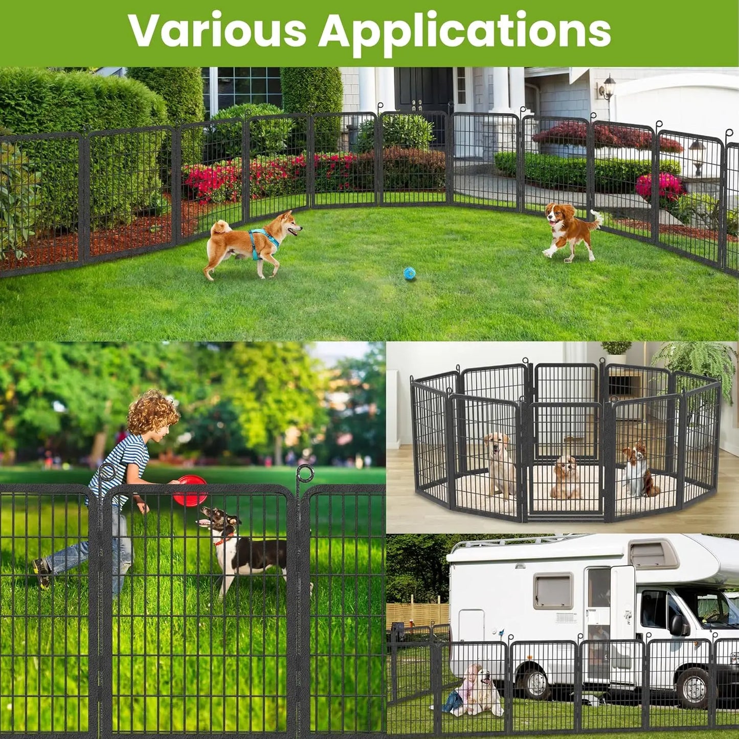 Dog Playpen Metal Outdoor Dog Pen with Door 40 Inch Height