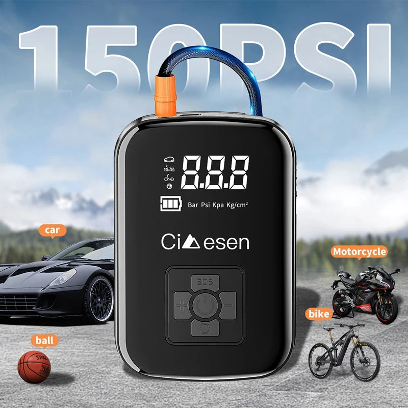 1pc Car Wireless Air Pump 150PSI Portable Tire Inflator - The Kings Lots