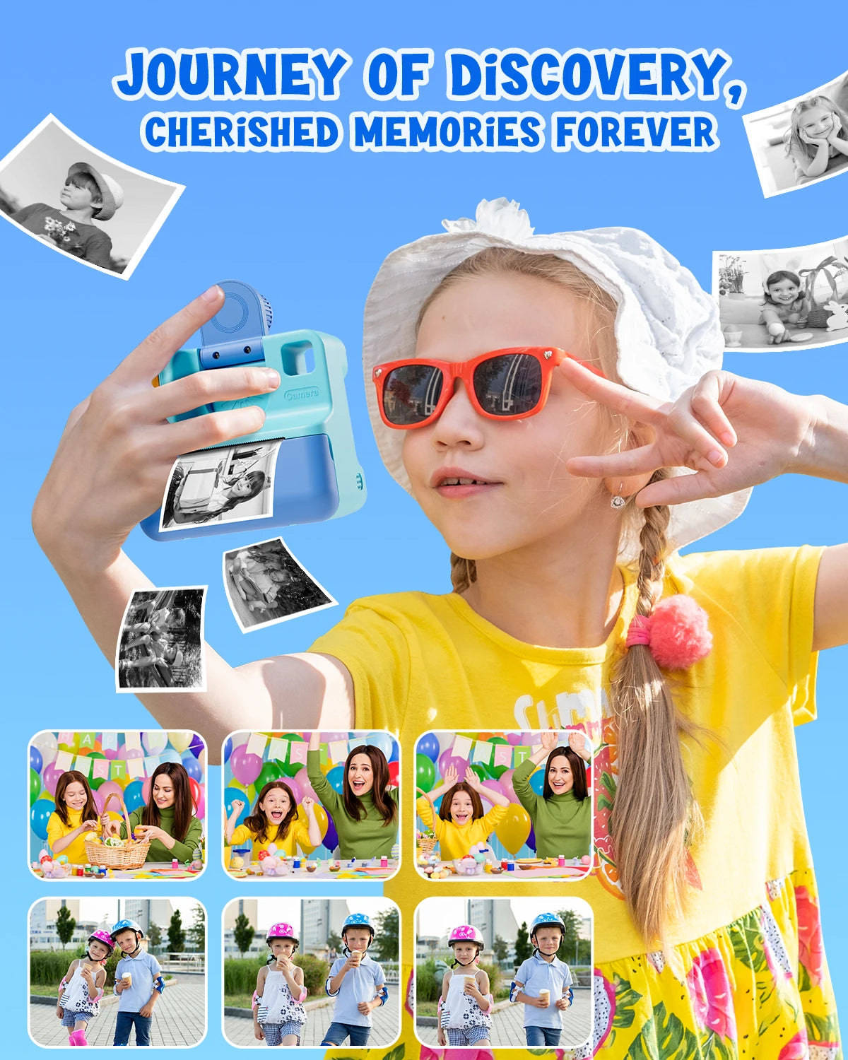 Gofunly Kids Digital Camera Toy 1080P HD Instant Print Camera - The Kings Lots