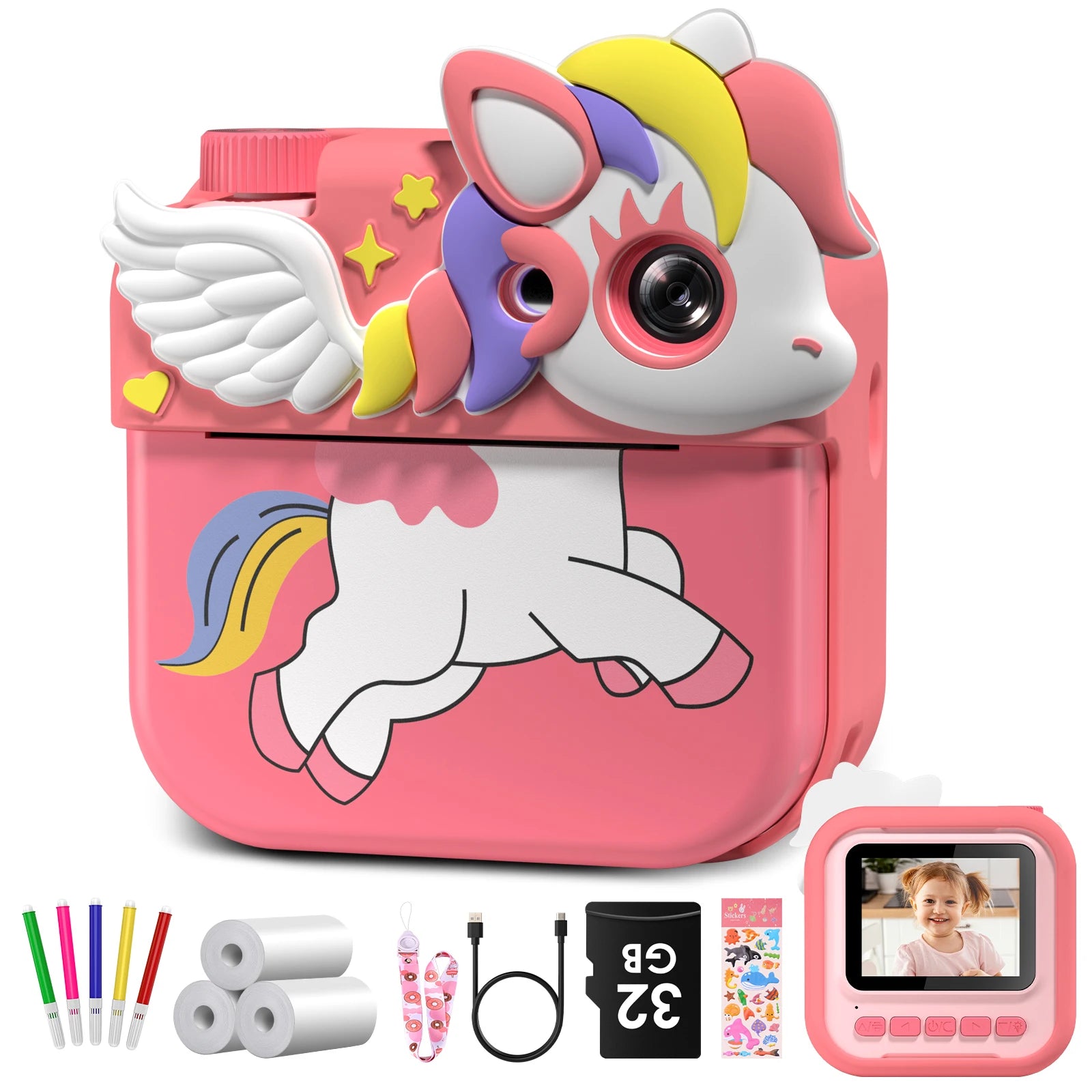 Kids Cartoon Camera Toy 2.4" 12MP Digital Camera 1080P HD - The Kings Lots
