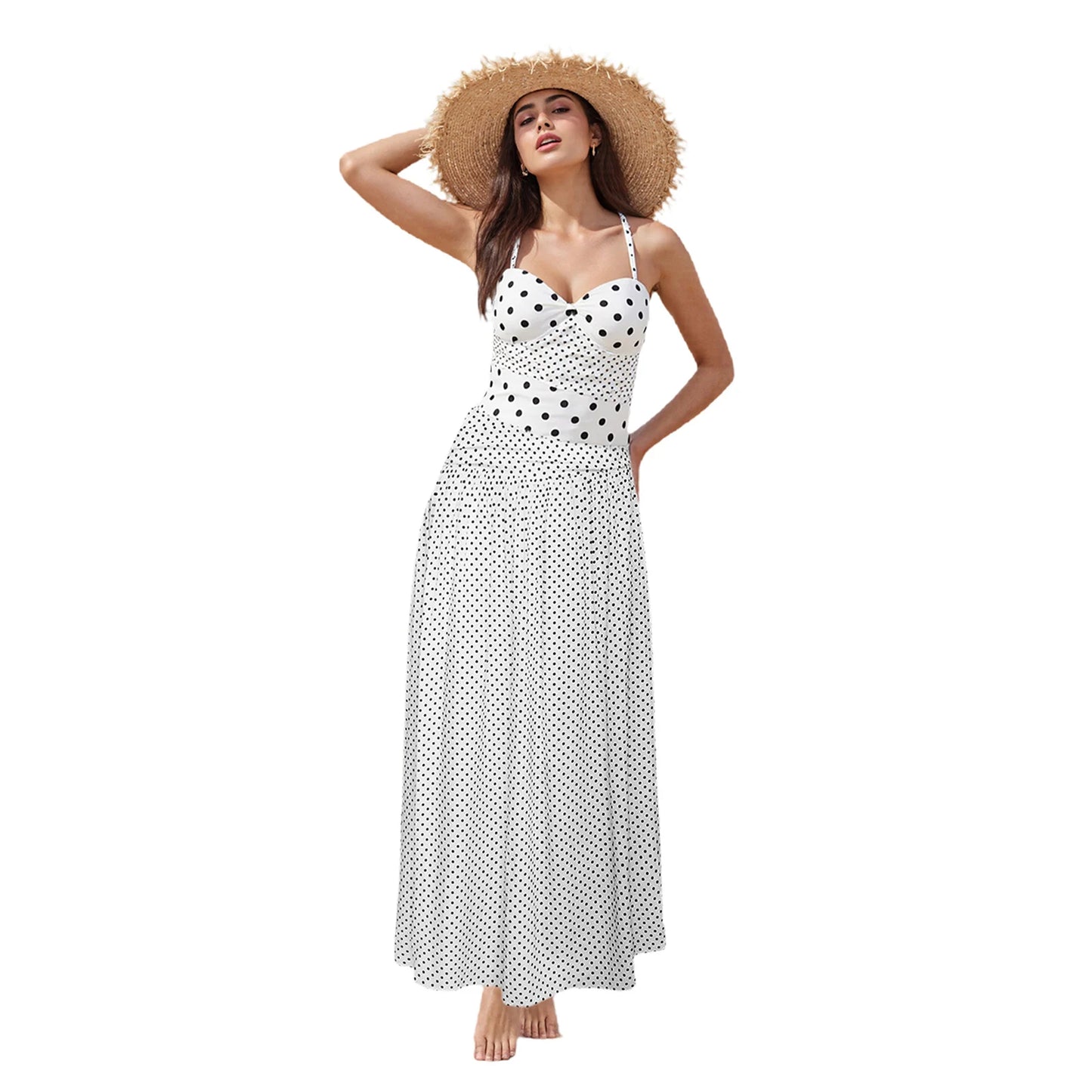 Women s Sleeveless V-Neck Maxi Dress with Floral Print