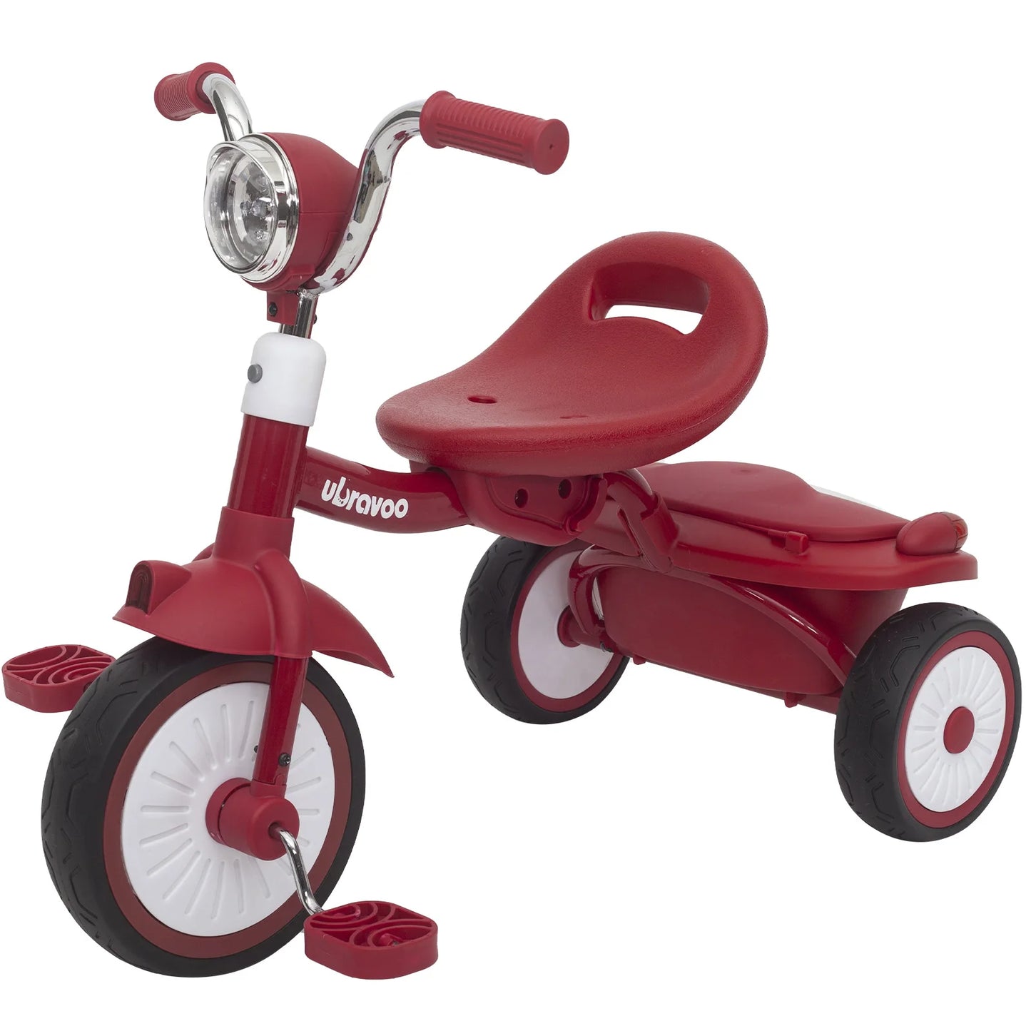 UBRAVOO Baby Foldable Tricycle Trike with Pedals,Unique PU Wheels with Elasticity Shock-absorbing Effect,Cool Lights,1-5 Years - The Kings Lots