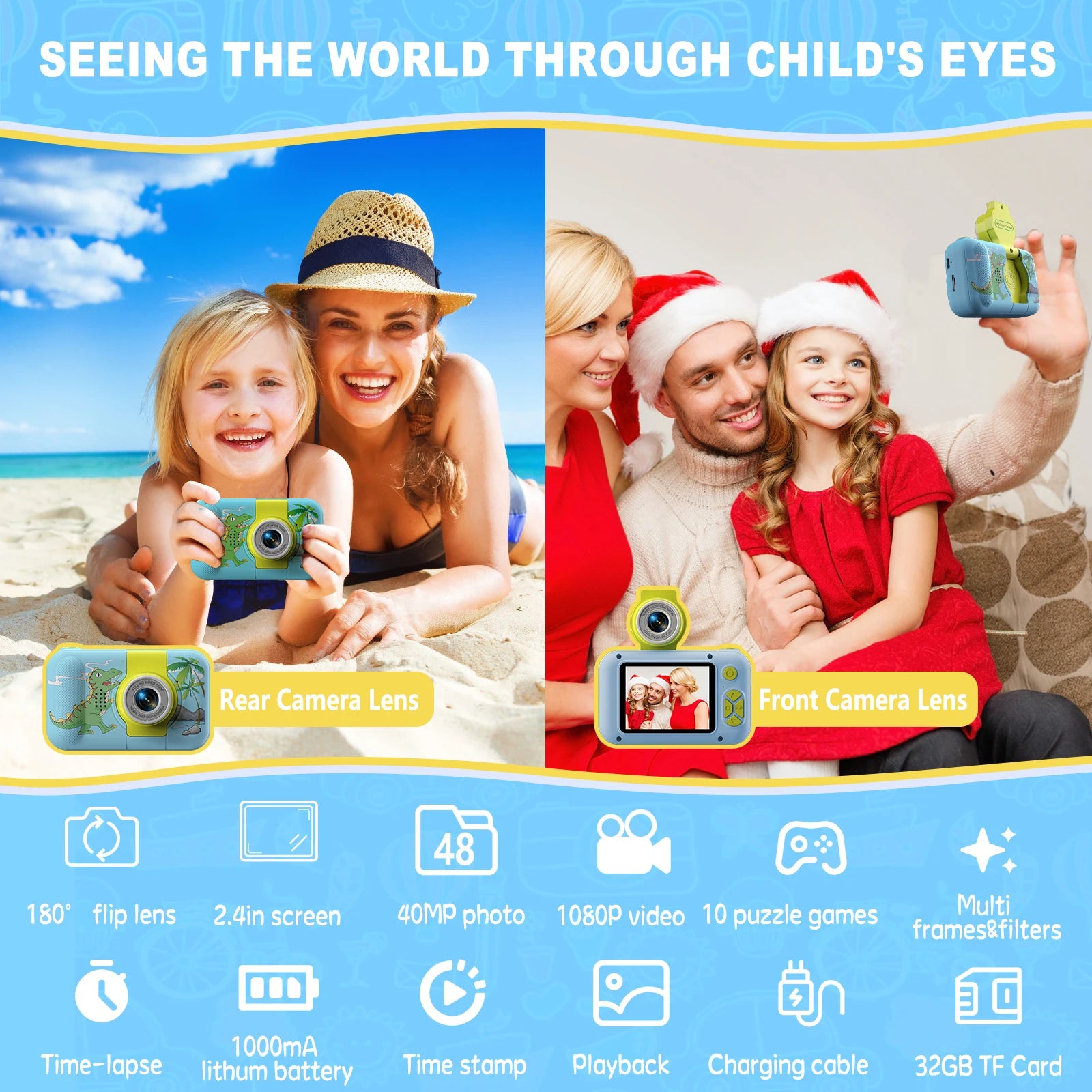 Kids Camera ARNSSIEN 180° Flip Lens Digital Camera for Kids - The Kings Lots