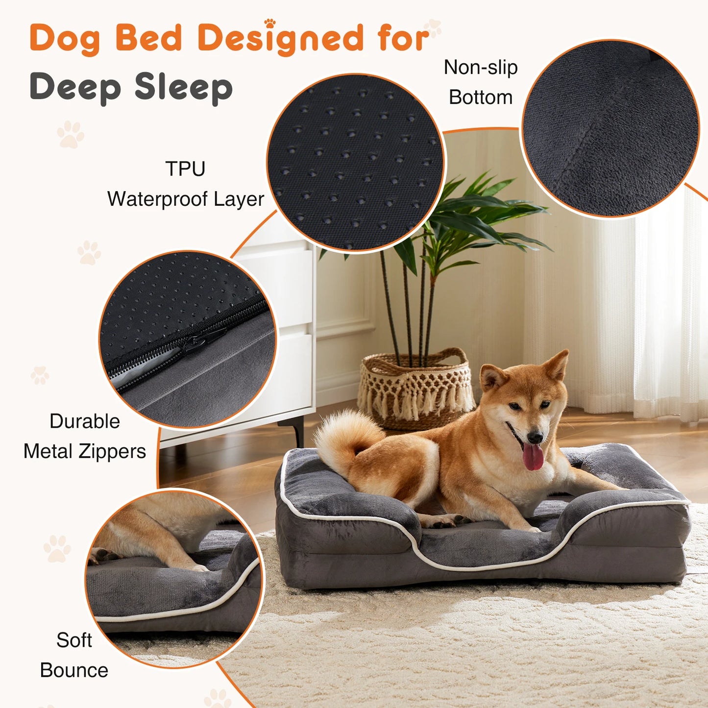 JHK Orthopedic Dog Bed Memory Foam for Small Dogs & Cats