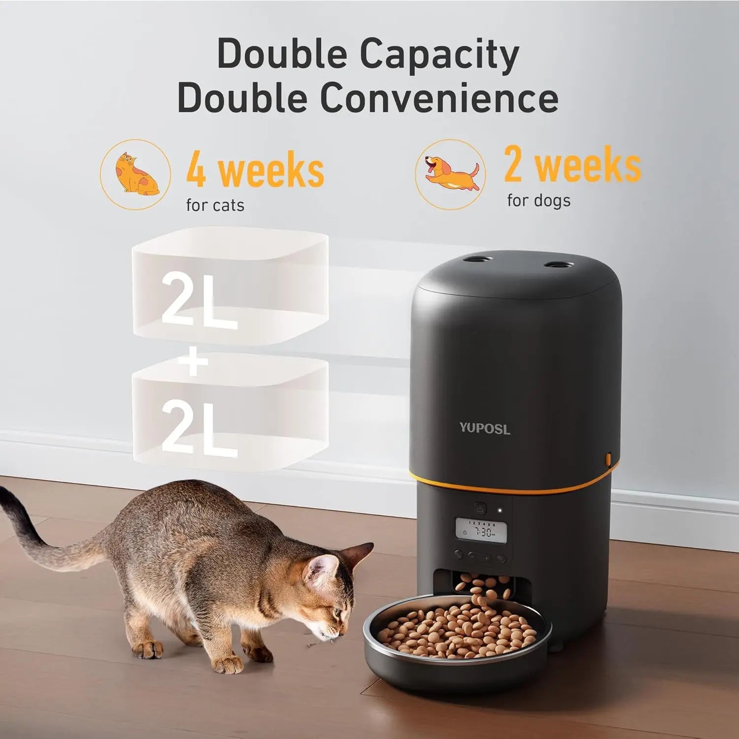 2025 Upgraded Automatic Cat Feeder - 4L Timed Auto Pet Feeder for Cat and Dog with Dry Food Dispenser, 180-day Battery Life - The Kings Lots