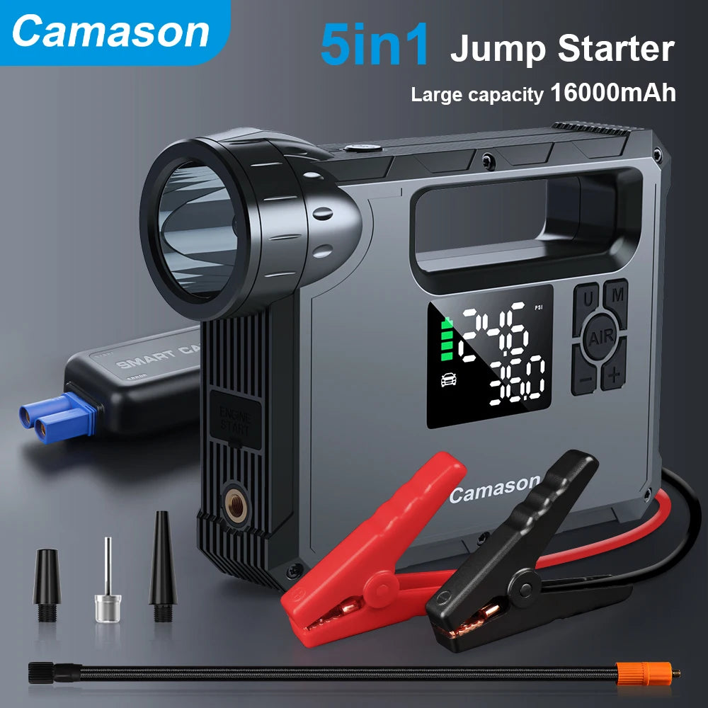 5 In 1 Car Jump Starter With Air Compressor Power Bank - The Kings Lots