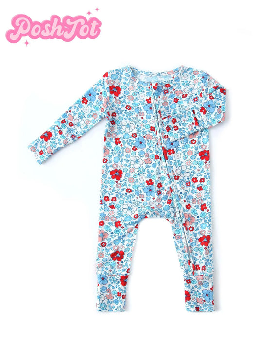 POSHTOT Flower bamboo fiber baby long sleeve.Baby pajamas two-way zipper 0-2 years romper. Baby jumpsuit. - The Kings Lots